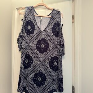 Brand new, no tags, navy and white cold-shoulder top